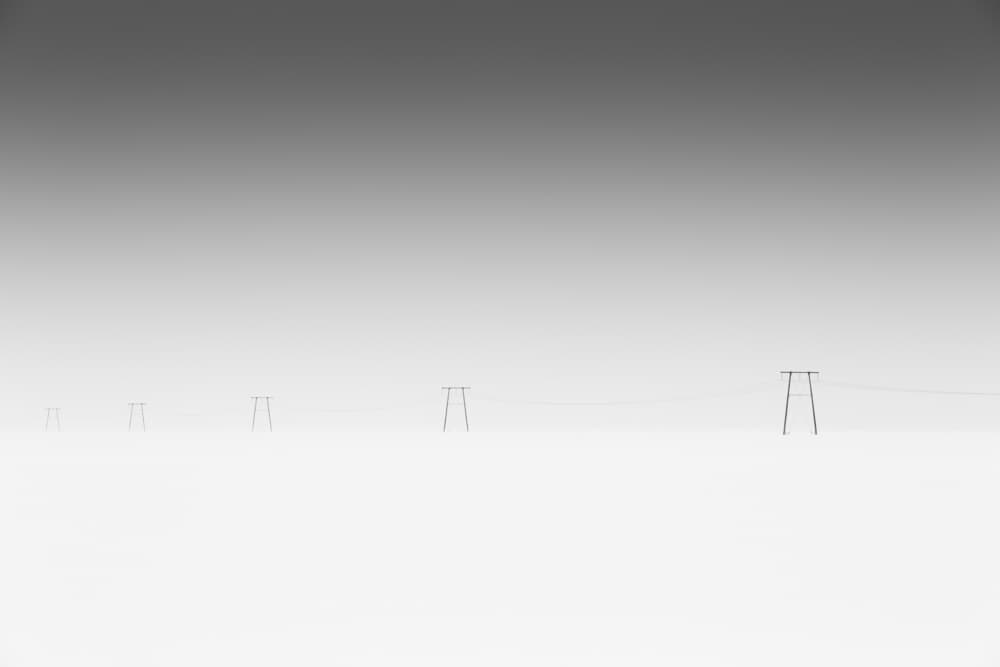 Snowy Power Lines by Tony Xu — canvas wall art