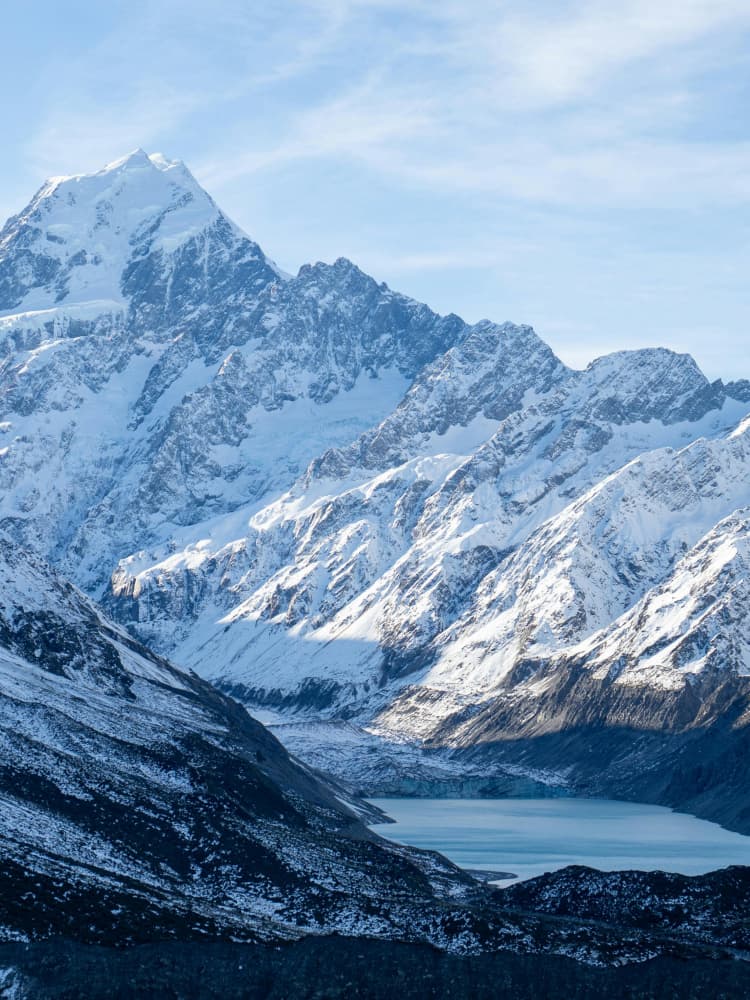 Majestic Snowy Mountain Lake by Mathieu jeuf — canvas wall art