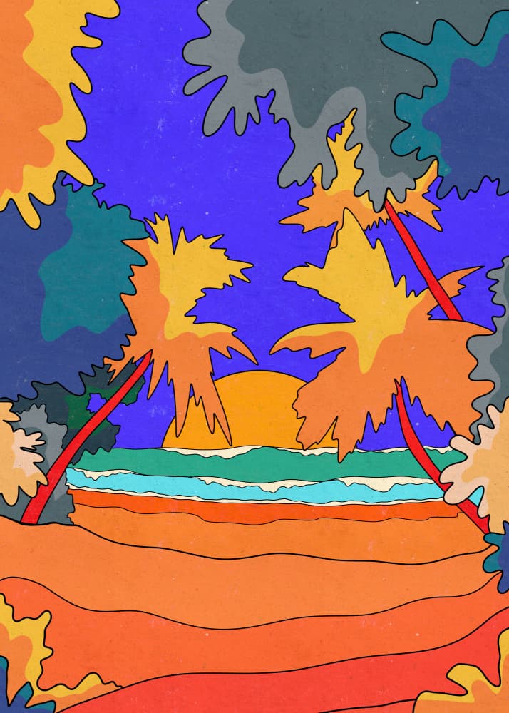 Vibrant Tropical Sunset by Stephen Wade — canvas wall art