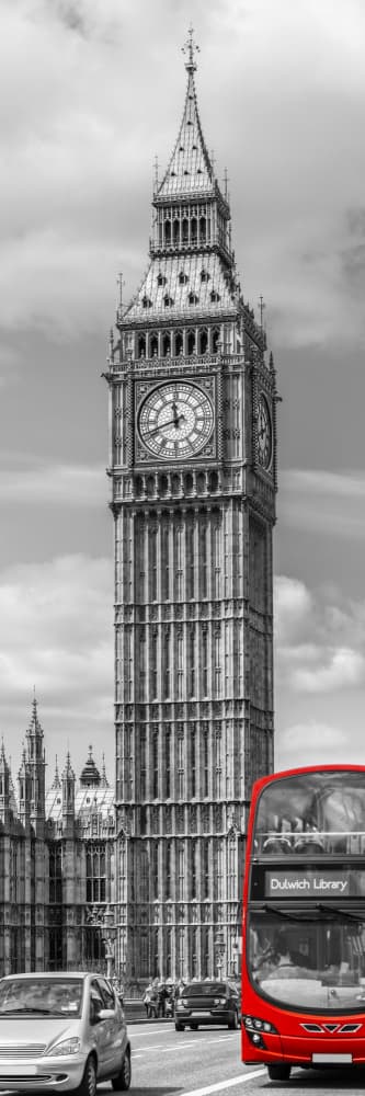 London Big Ben Red Bus by Melanie Viola — canvas wall art