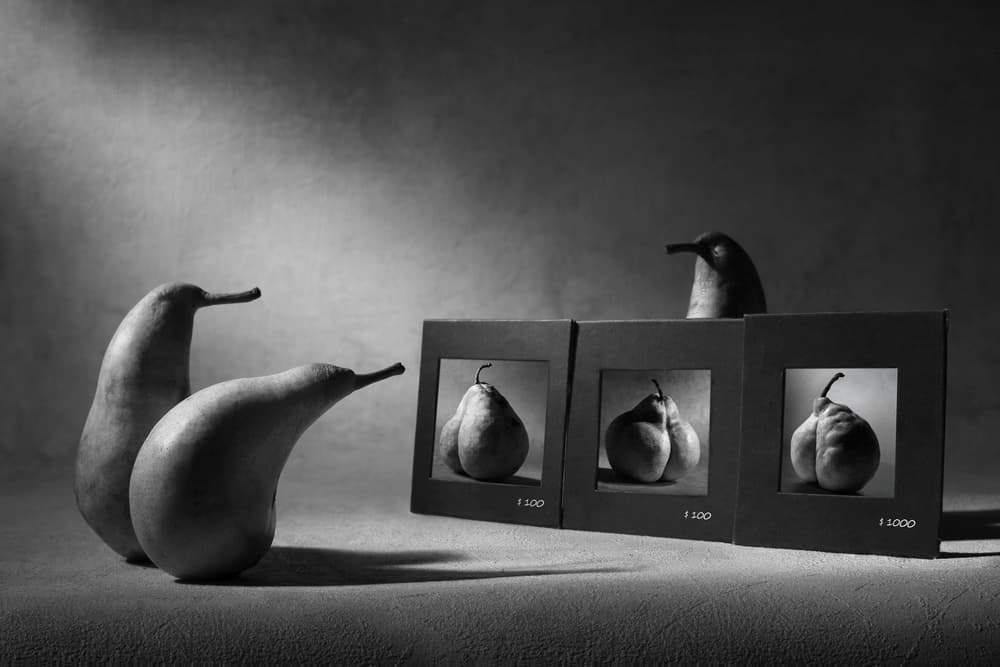 Pears Reflecting Pears by Victoria Glinka — canvas wall art