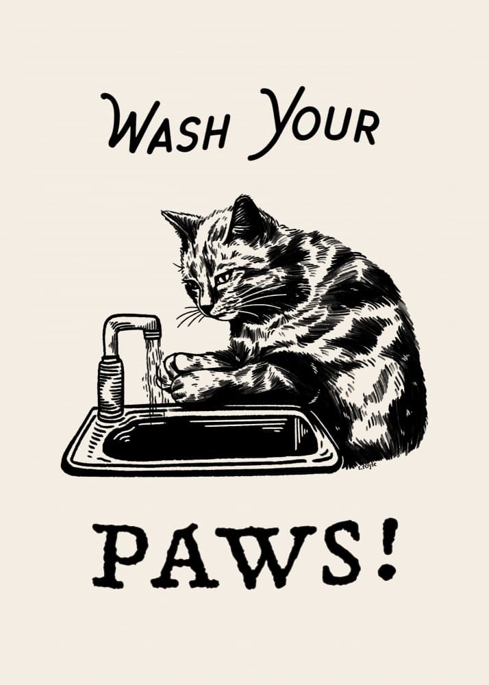 Wash Your Paws Cat by Tara Royle — canvas wall art