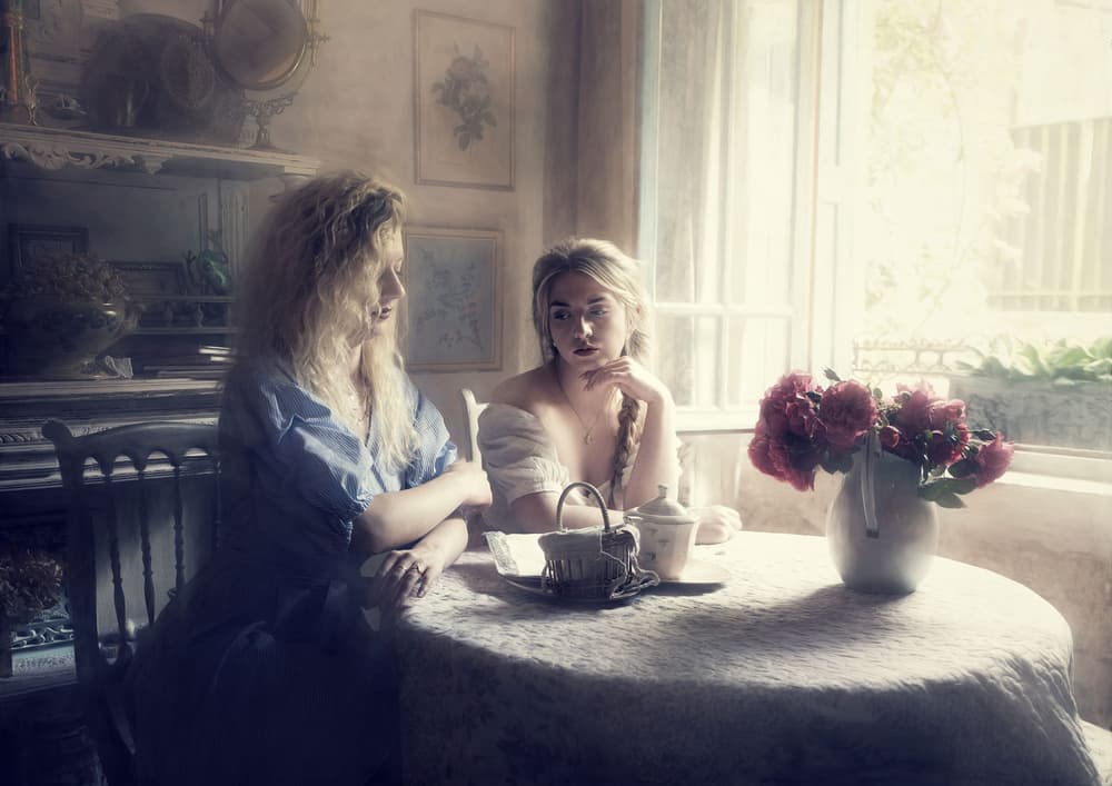 Elegant Morning Conversation by kenp — canvas wall art