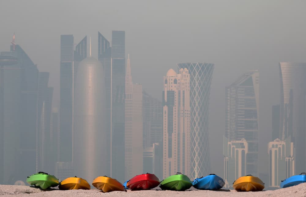 Hazy Skyline Kayaks by Hans-Wolfgang Hawerkamp — canvas wall art