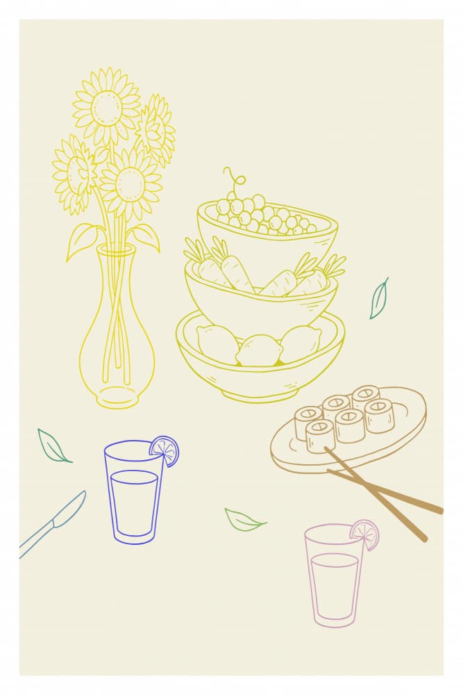 Sunflowers and Fresh Meal by casa cartissi — canvas wall art