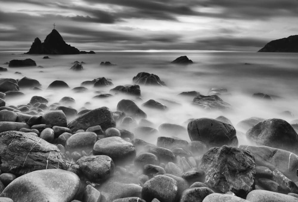 Misty Coastal Cross by Franco Ameli — canvas wall art