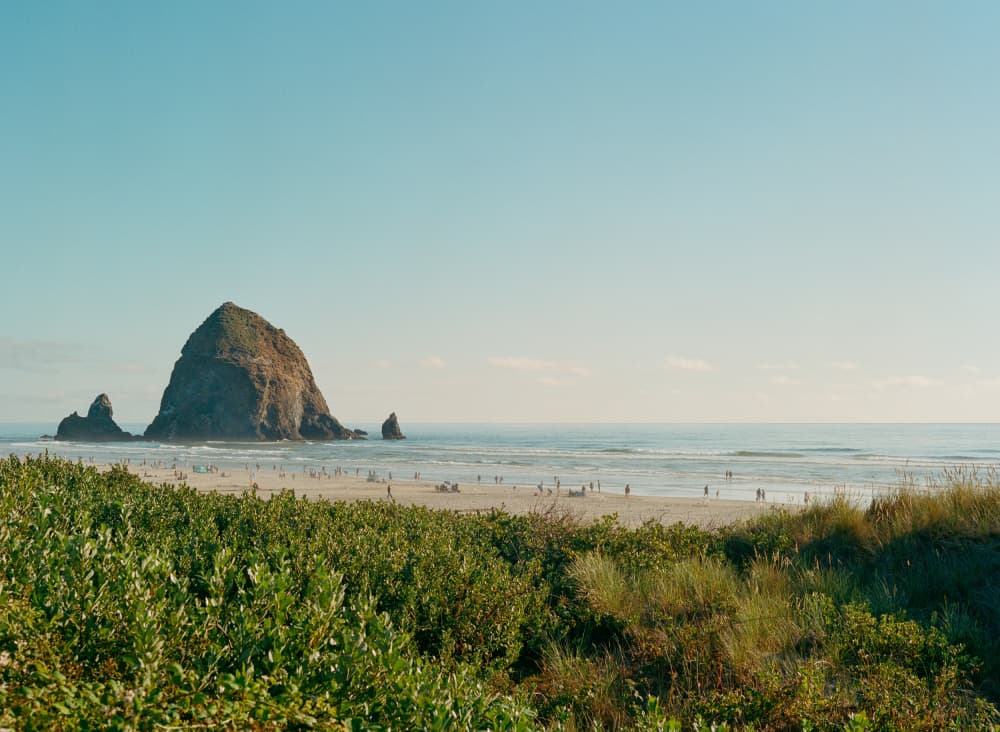 Haystack Rock Beach Day by Bethany Young — canvas wall art