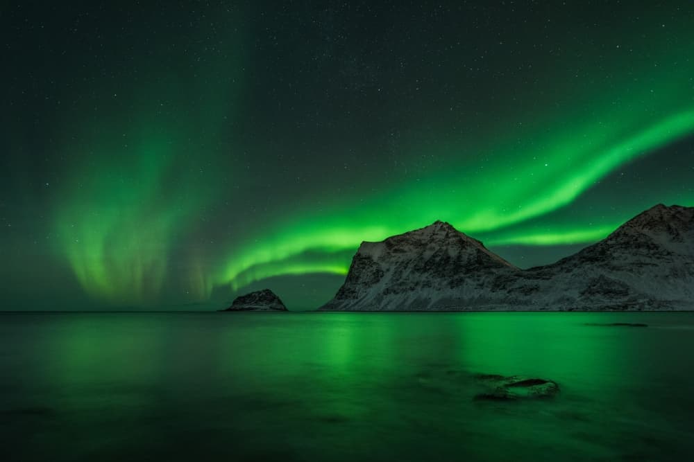 Northern Lights Over Fjord by Raymond Hoffmann — canvas wall art