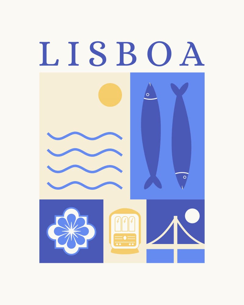 Lisbon Travel Icons by Artprink — canvas wall art