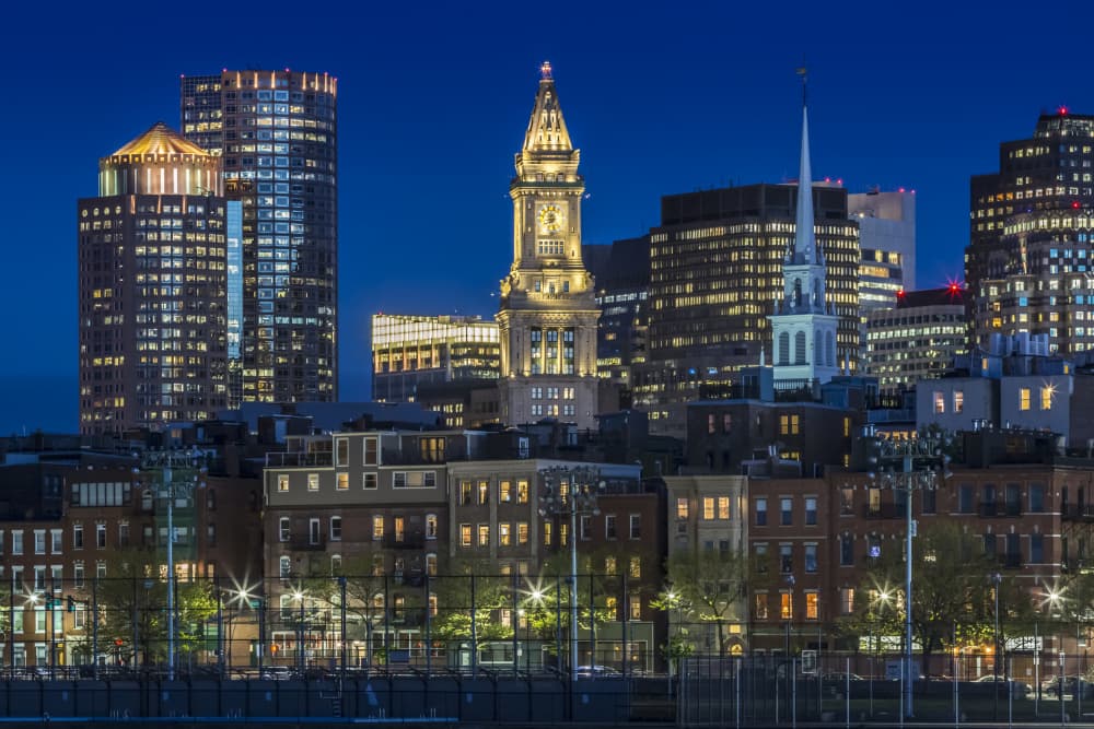 Luminous Boston Skyline by Melanie Viola — canvas wall art