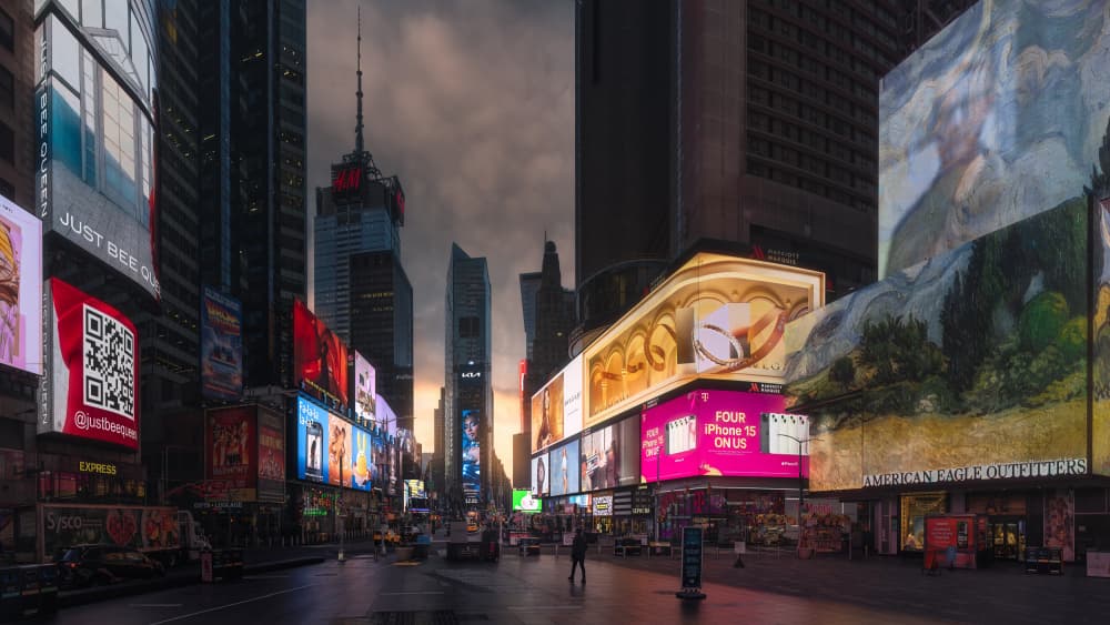 Times Square Evening Glow by Paco Jimenez — canvas wall art