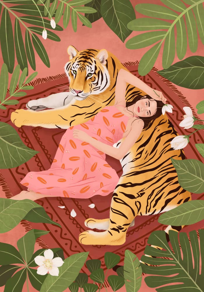 Serene Jungle Companions by Petra Holíková — canvas wall art