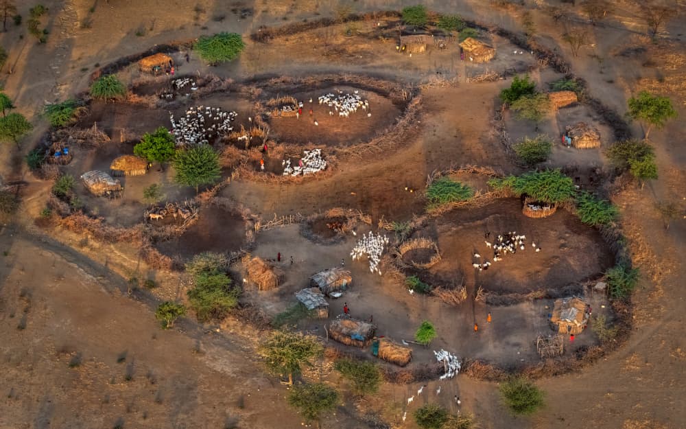 Maasai Village Aerial View by John J. Chen — canvas wall art