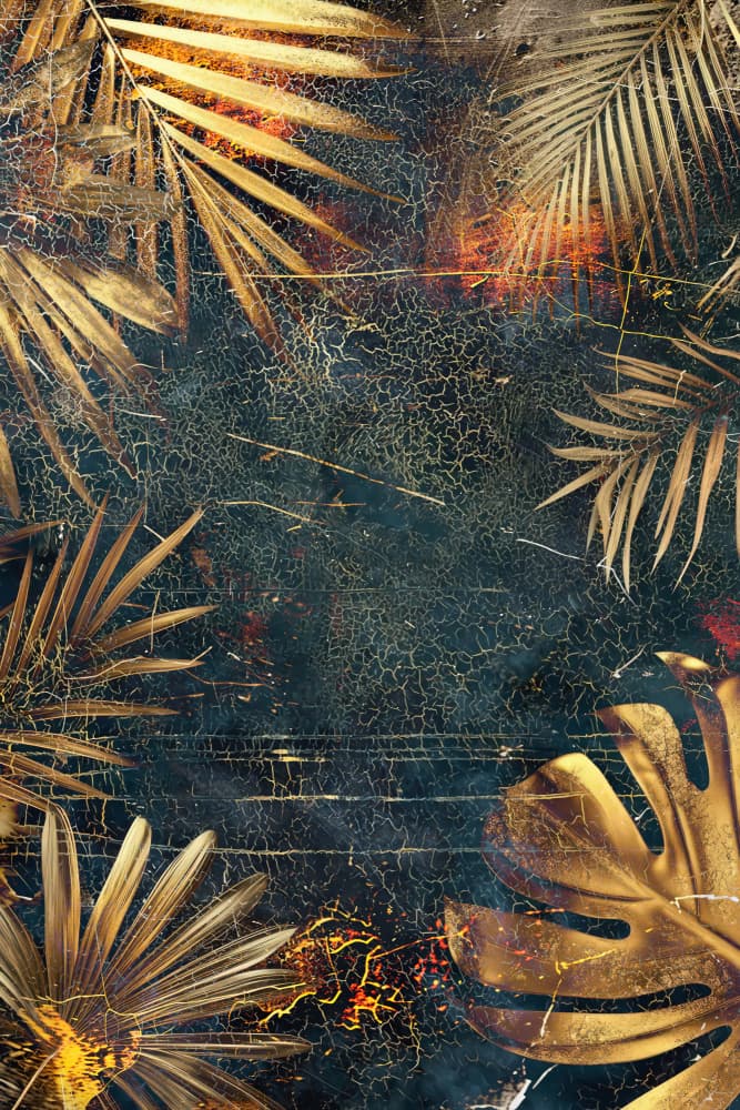 Golden Tropical Grunge by Rafal Kulik — canvas wall art