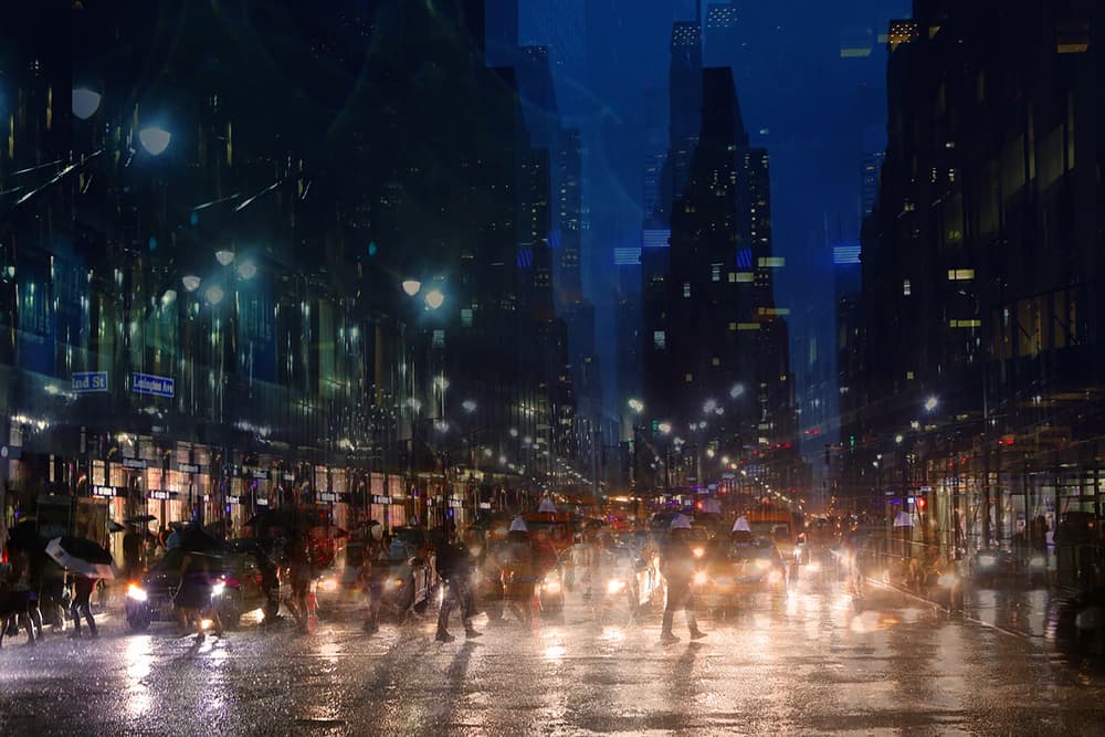 Rainy City Night by Massimo Della Latta — canvas wall art