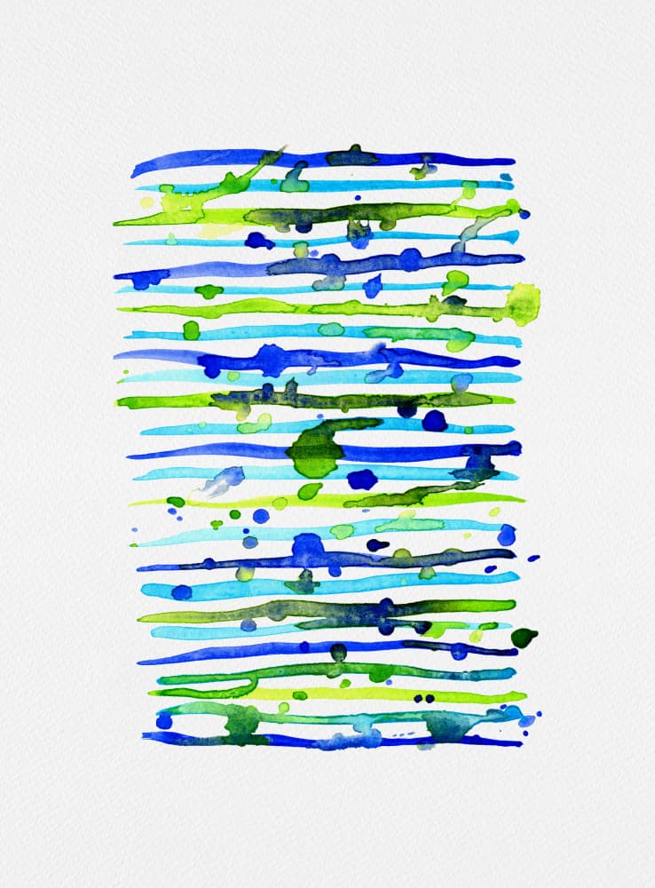 Watercolor Splashes and Lines by Michele Channell — canvas wall art