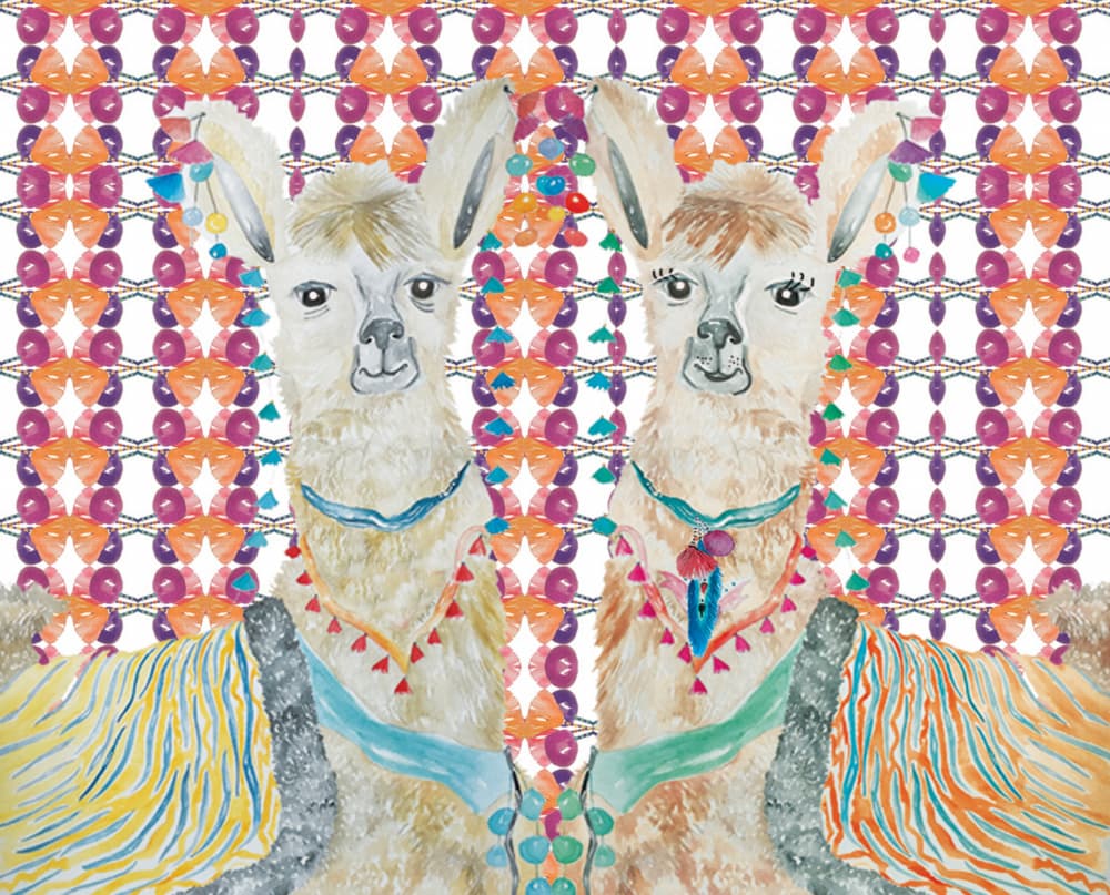 Festive Llama Friends by Breanna Megan Studio — canvas wall art