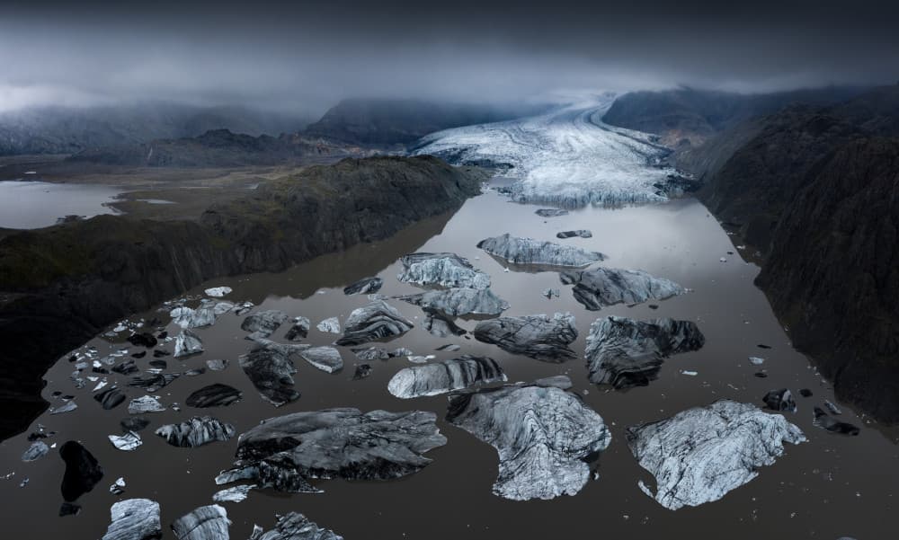 Dark Glacial Lagoon by Karol Nienartowicz — canvas wall art