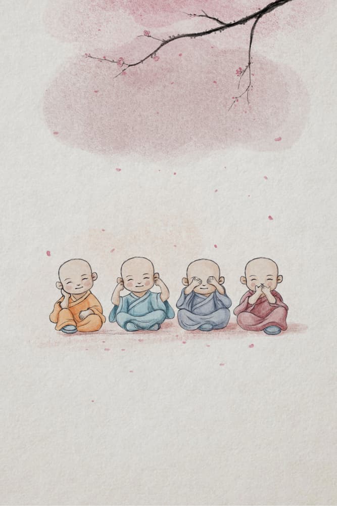 Zen Monks Cherry Blossoms by Xuan Thai — canvas wall art