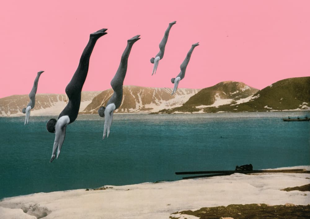 Pink Sky Divers by Cassia Beck — canvas wall art