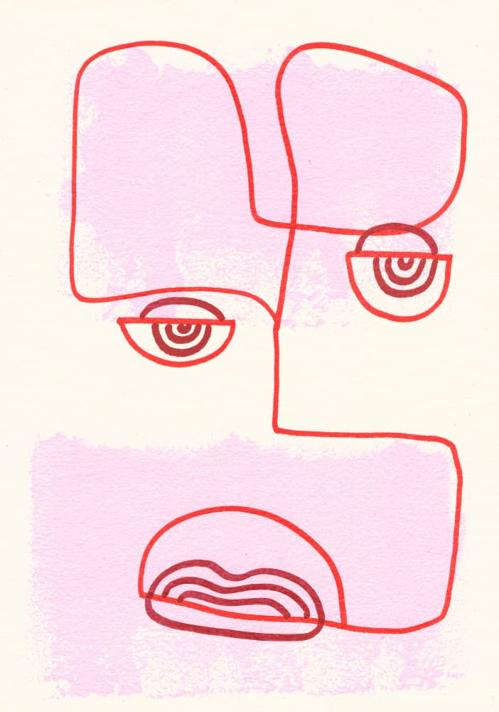 Modern Pink Line Face by Santhosh ch — canvas wall art