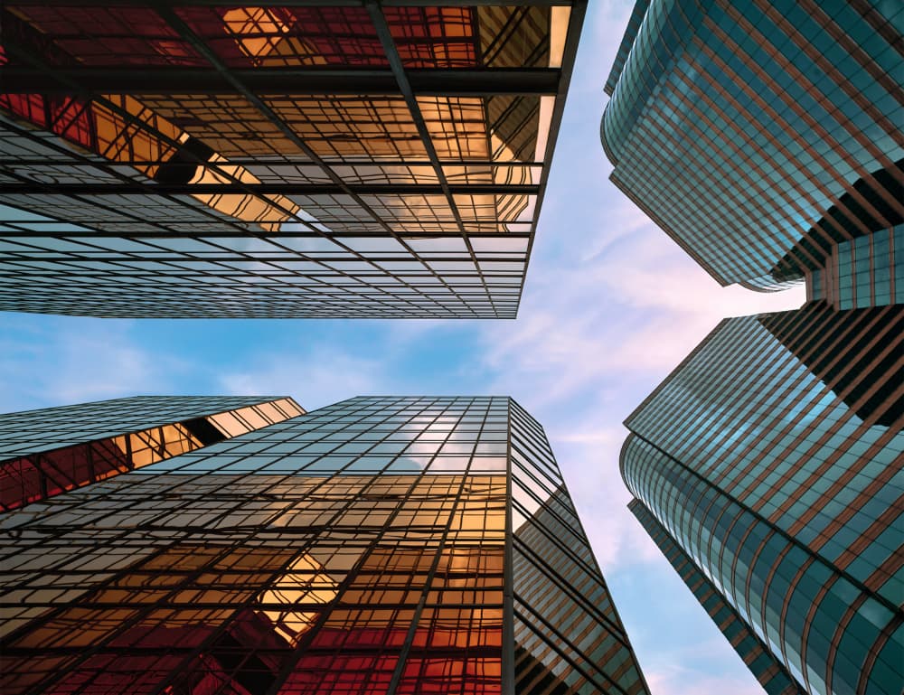 Golden Glass Skyscrapers by Fabrizio Massetti — canvas wall art