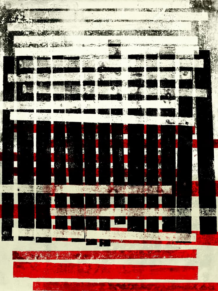 Distressed Red Grid by Petr Strnad — canvas wall art