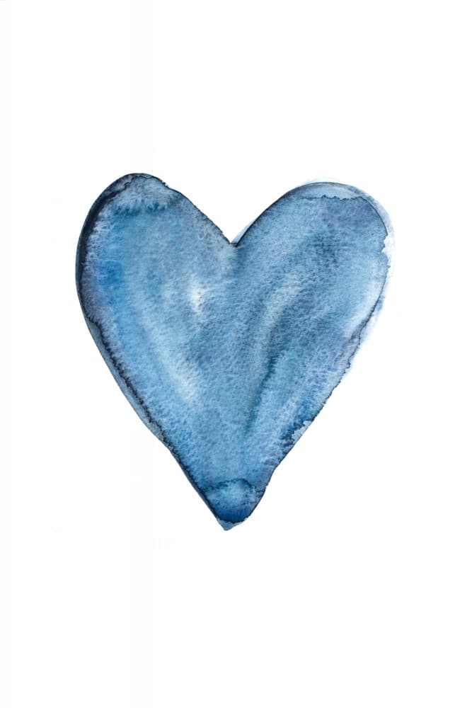Blue Watercolor Heart by EMELIEmaria — canvas wall art