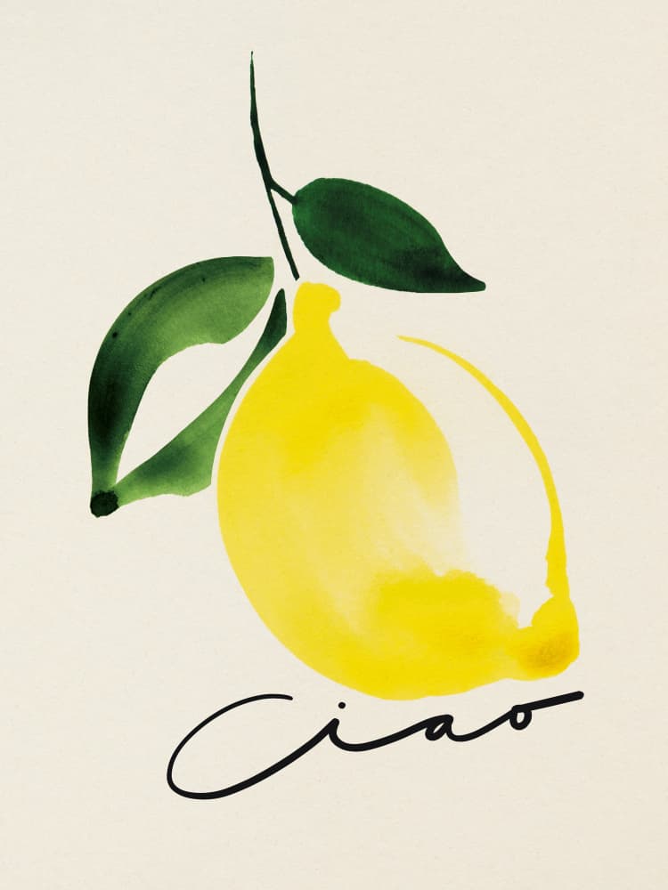 Watercolor Lemon Ciao by Ekaterina Koroleva — canvas wall art