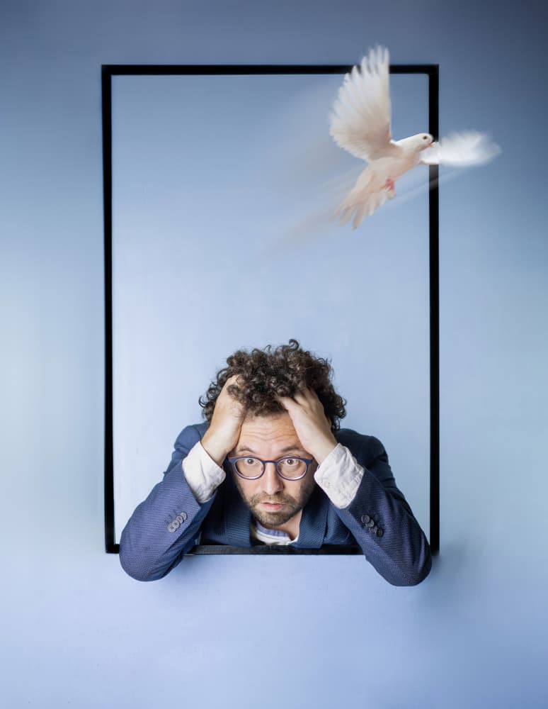 Anxious Man Finds Freedom by Michael Allmaier — canvas wall art