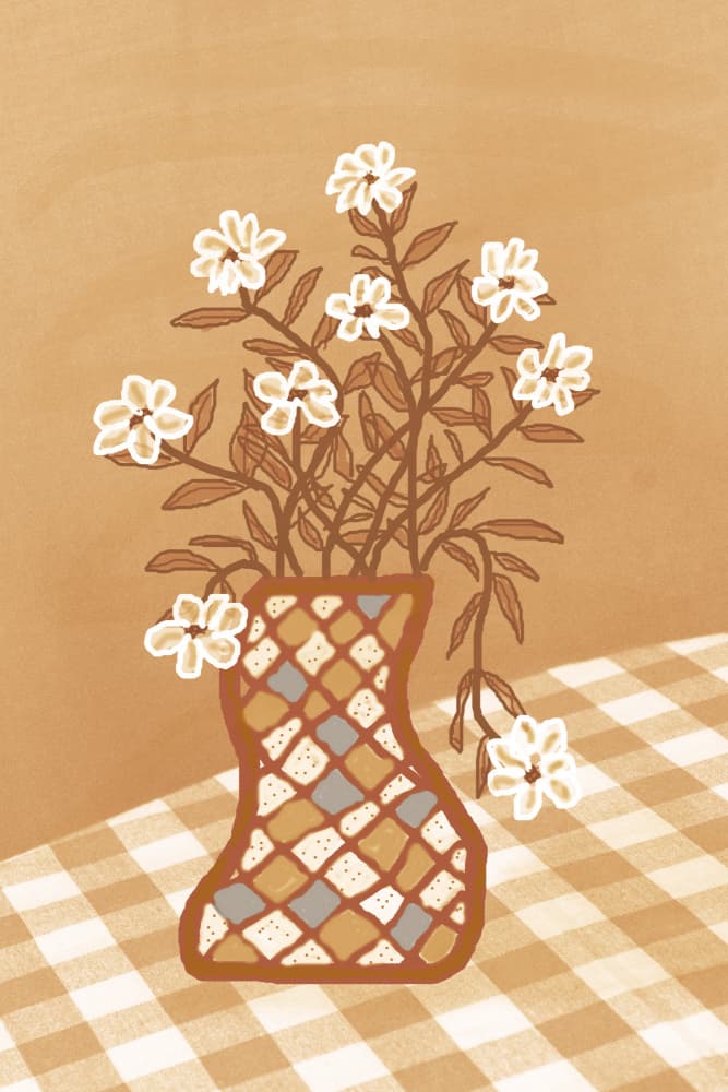 Cozy Checkered Flowers by Christina Sillen — canvas wall art