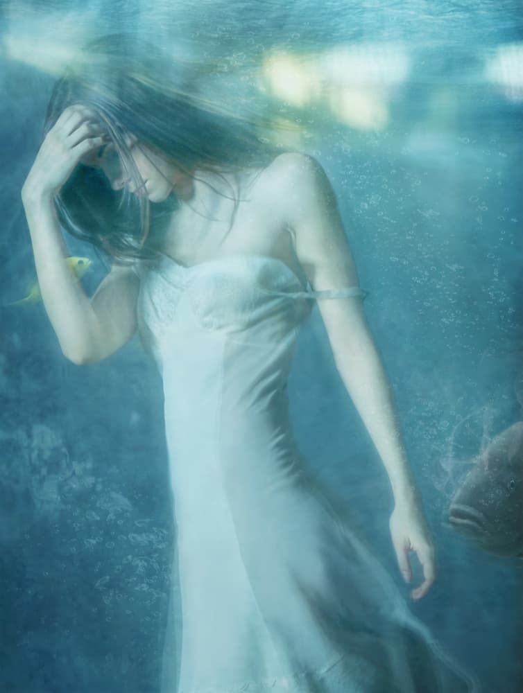 Pensive Underwater Beauty by miriana — canvas wall art