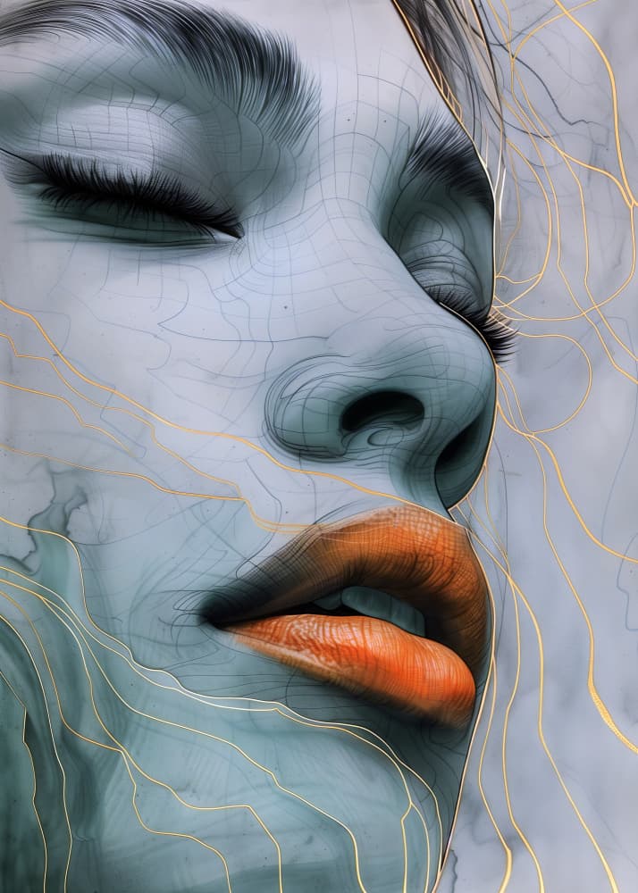 Dreamy Orange Lips by Justyna Jaszke — canvas wall art