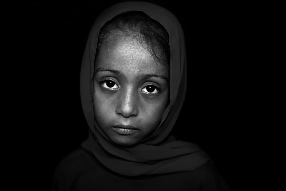 Girl's Expressive Gaze by Hazem Swidan — canvas wall art