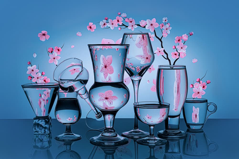 Cherry Blossom Glass Reflections by Lydia Jacobs — canvas wall art