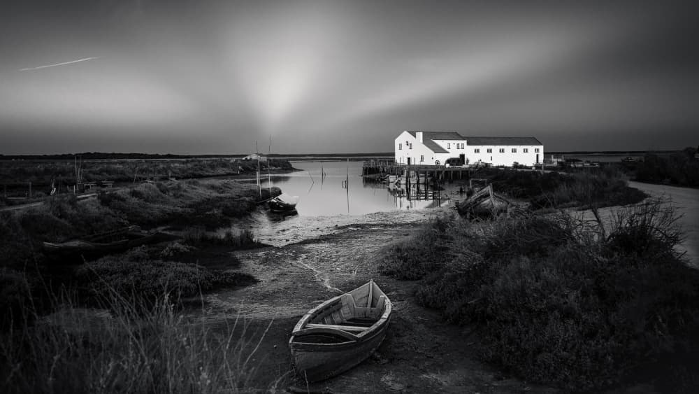 Rustic Boat And Building by Gonçalo Capitão — canvas wall art