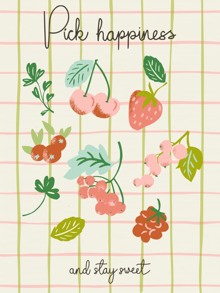 Pick Happiness Berries by Annick — canvas wall art