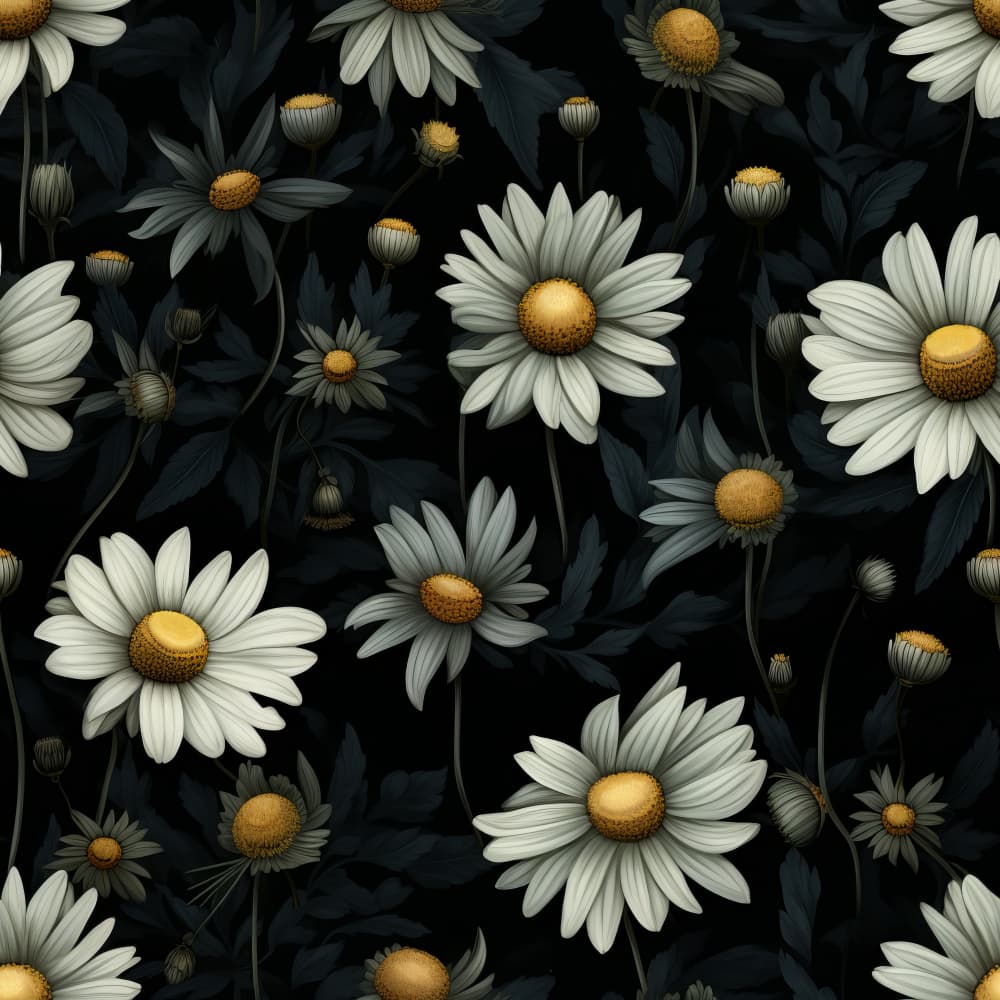 Midnight Daisy Blooms by Bilge Paksoylu — canvas wall art
