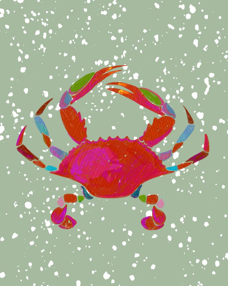 Vibrant Crab Splash by Uma Gokhale — canvas wall art