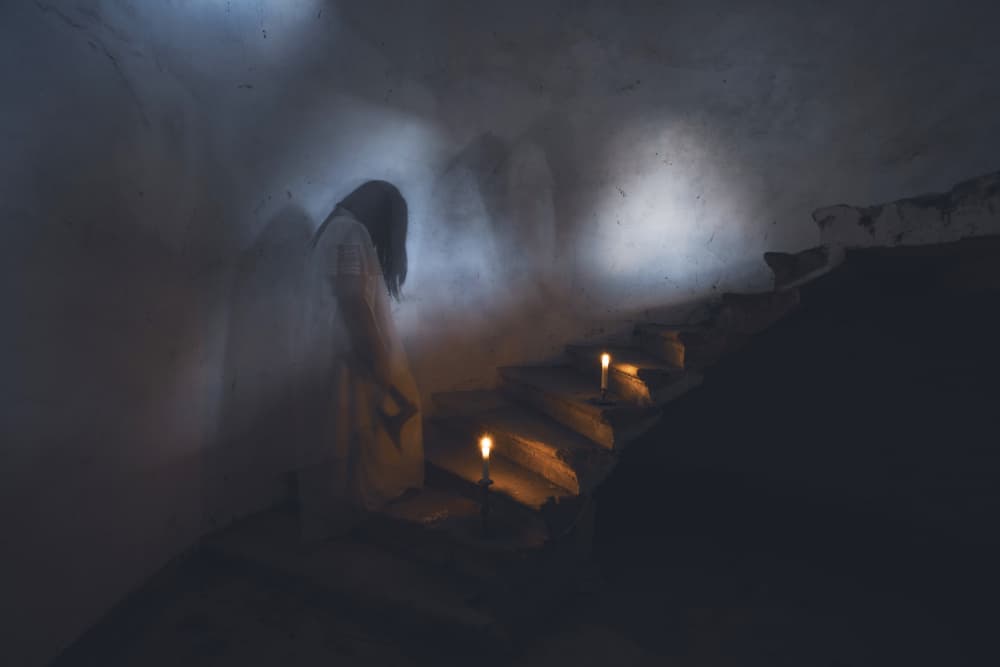 Haunting Woman on Stairs by Eros Erika — canvas wall art