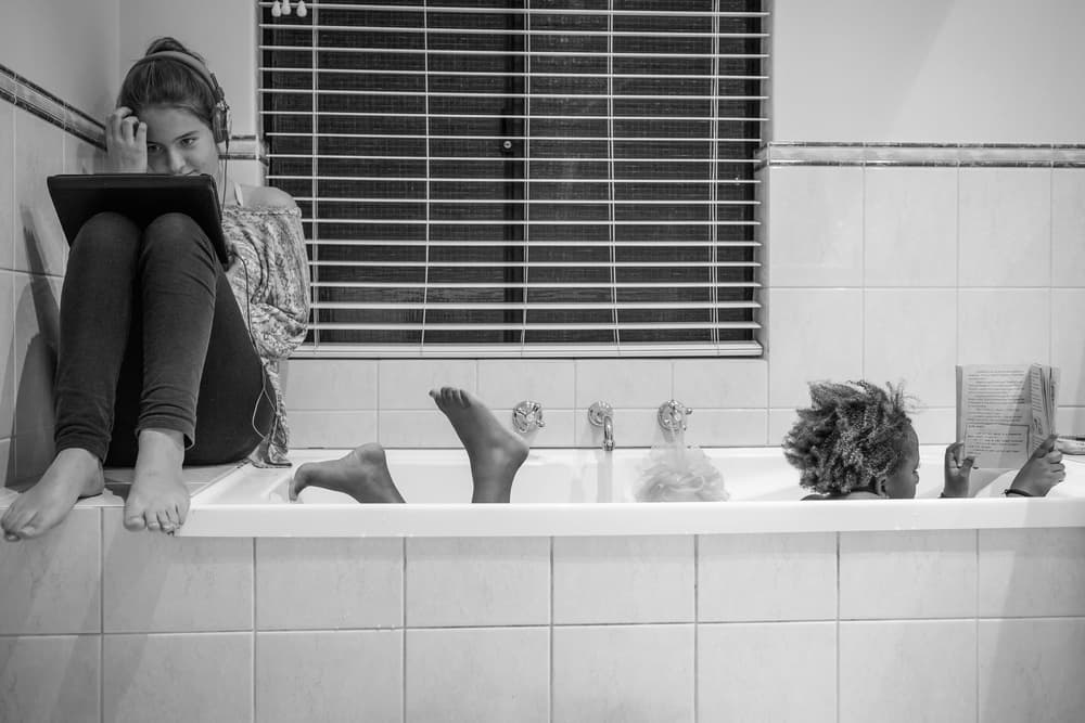 Girls Relaxing Bath by Gloria Salgado Gispert — canvas wall art