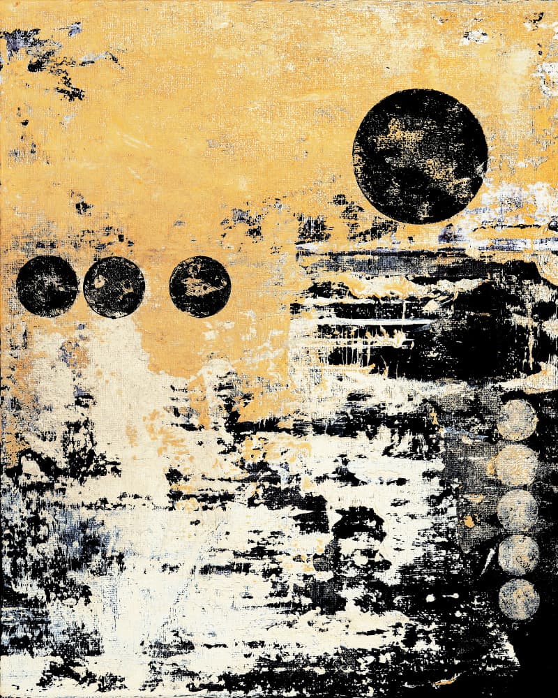 Yellow Grunge Circles by Petr Strnad — canvas wall art