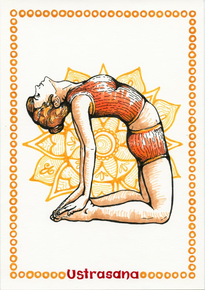 Camel Pose Yoga Mandala by Olga Galeeva — canvas wall art