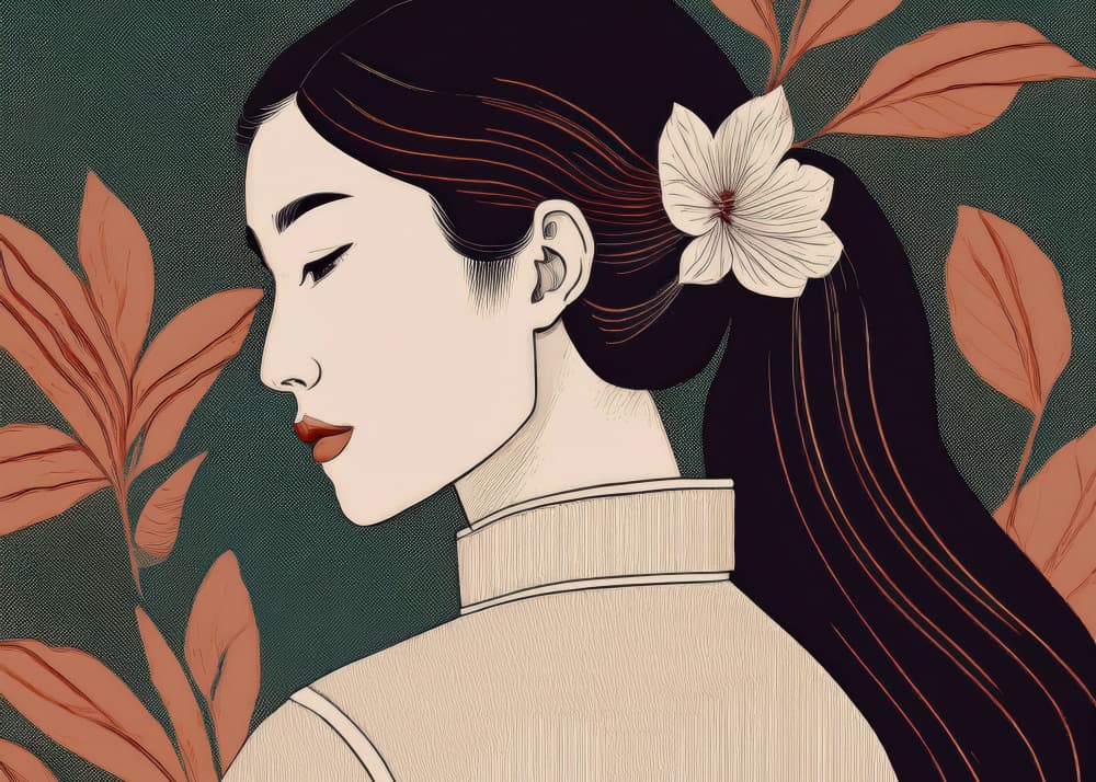 Serene Woman With Flower by casa cartissi — canvas wall art