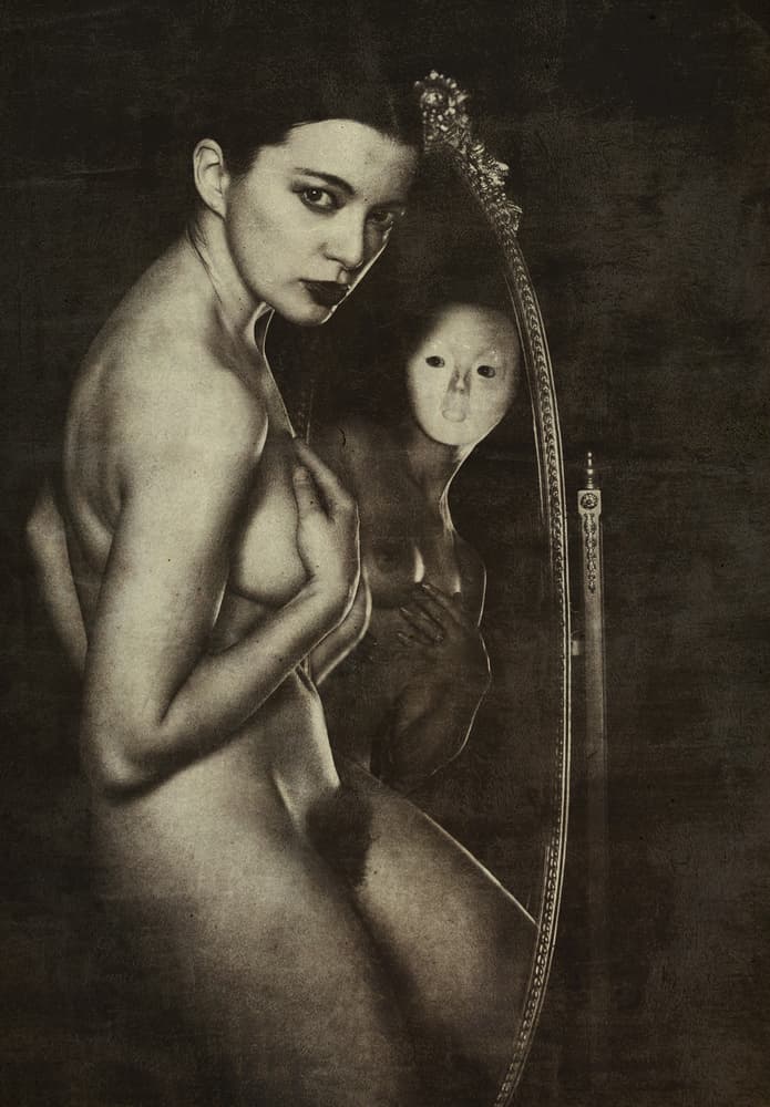 Woman and Masked Reflection by Colin Dixon — canvas wall art