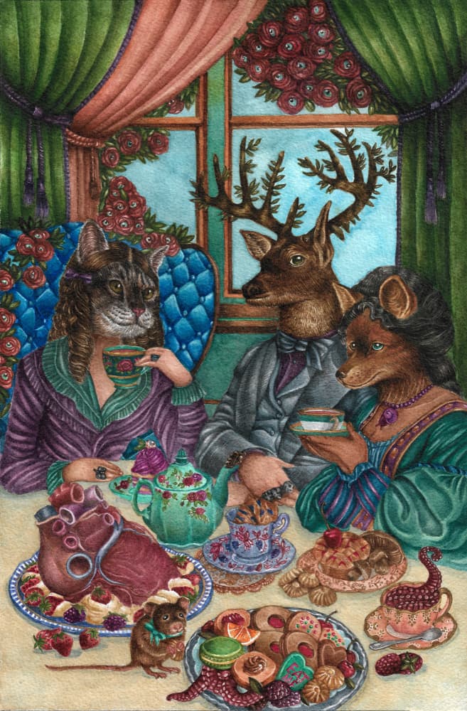 Animal Tea Party by Nicole Bustamante — canvas wall art