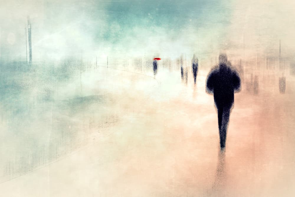 Misty Street Walk by Marc Huybrighs — canvas wall art
