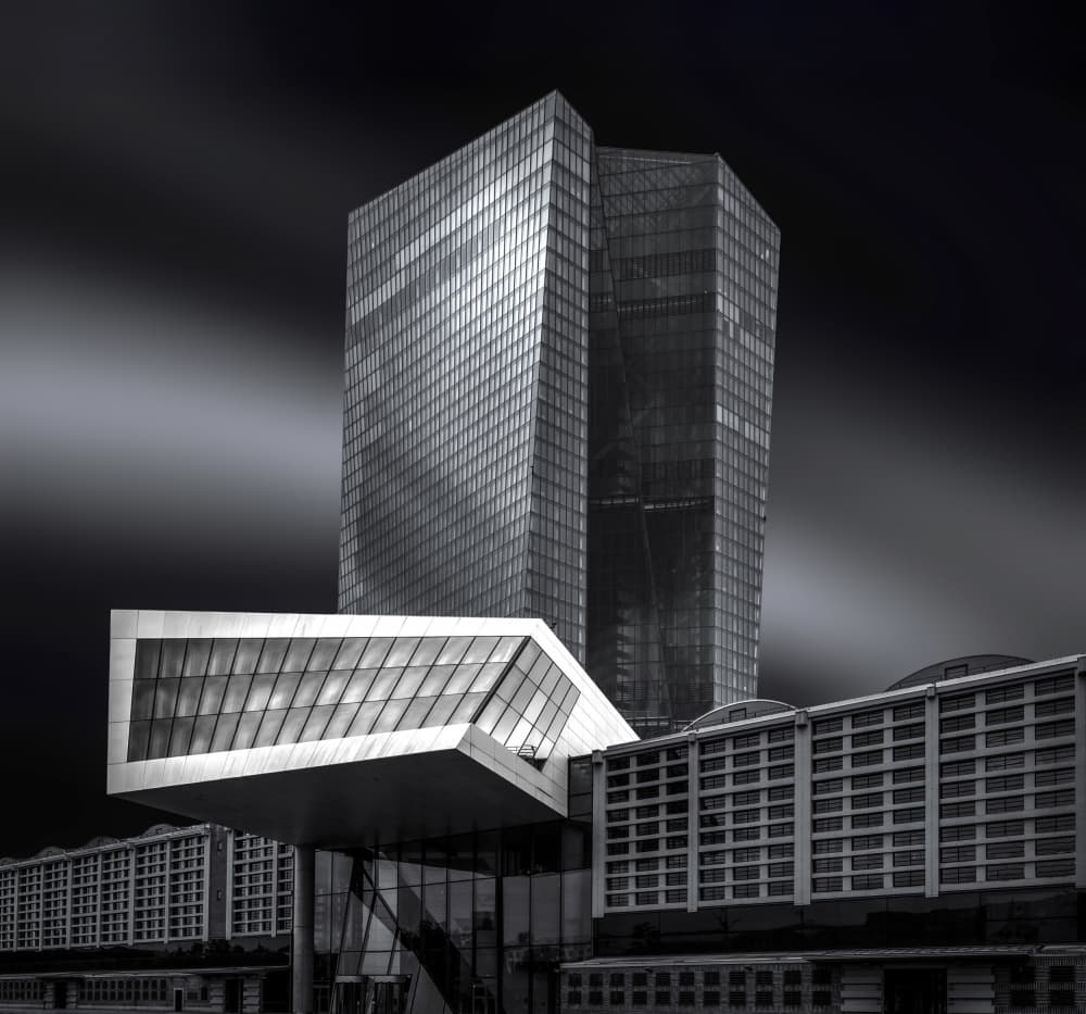 Sleek City Buildings by Roland M Schwerdtfeger — canvas wall art
