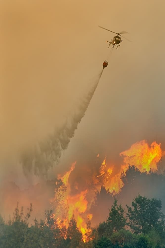 Helicopter Fights Wildfire by Antonio Grambone — canvas wall art