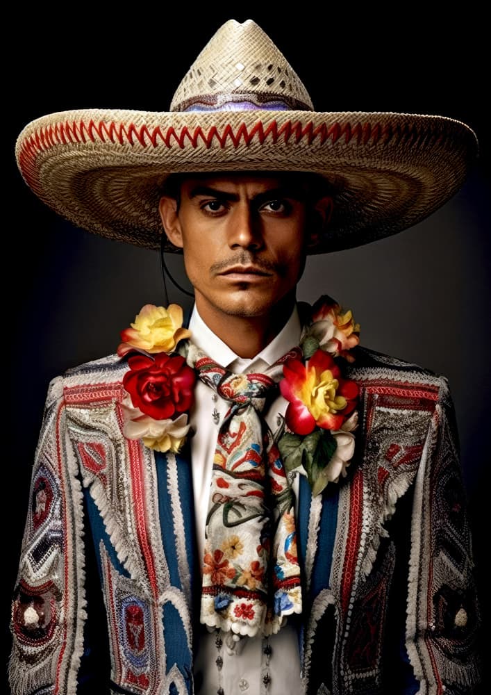 Ornate Sombrero Portrait by Justyna Jaszke — canvas wall art